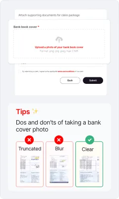 Upload a photo of your bank book cover
